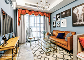 93平美式三居客厅装修设计效果图